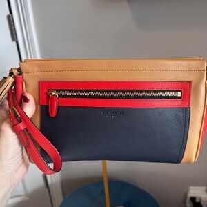 Coach Legacy color block large clutch